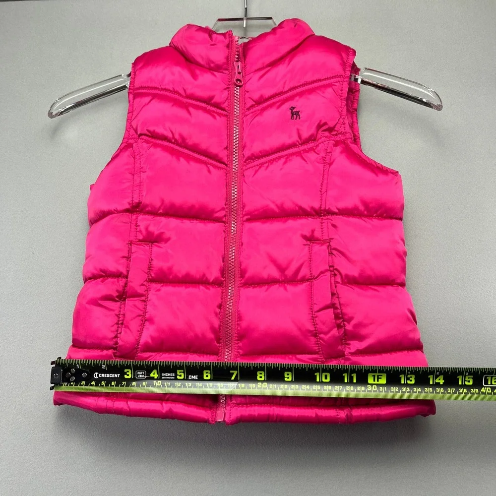 Old Navy Puffer Vest Girls Small Pink Fleece Lined Insulated Mock Neck Full Zip